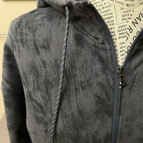 Women's Old Navy Active Dynamic Fleece Breathable Hoodie Dark Gray Marble M - Picture 2 of 9